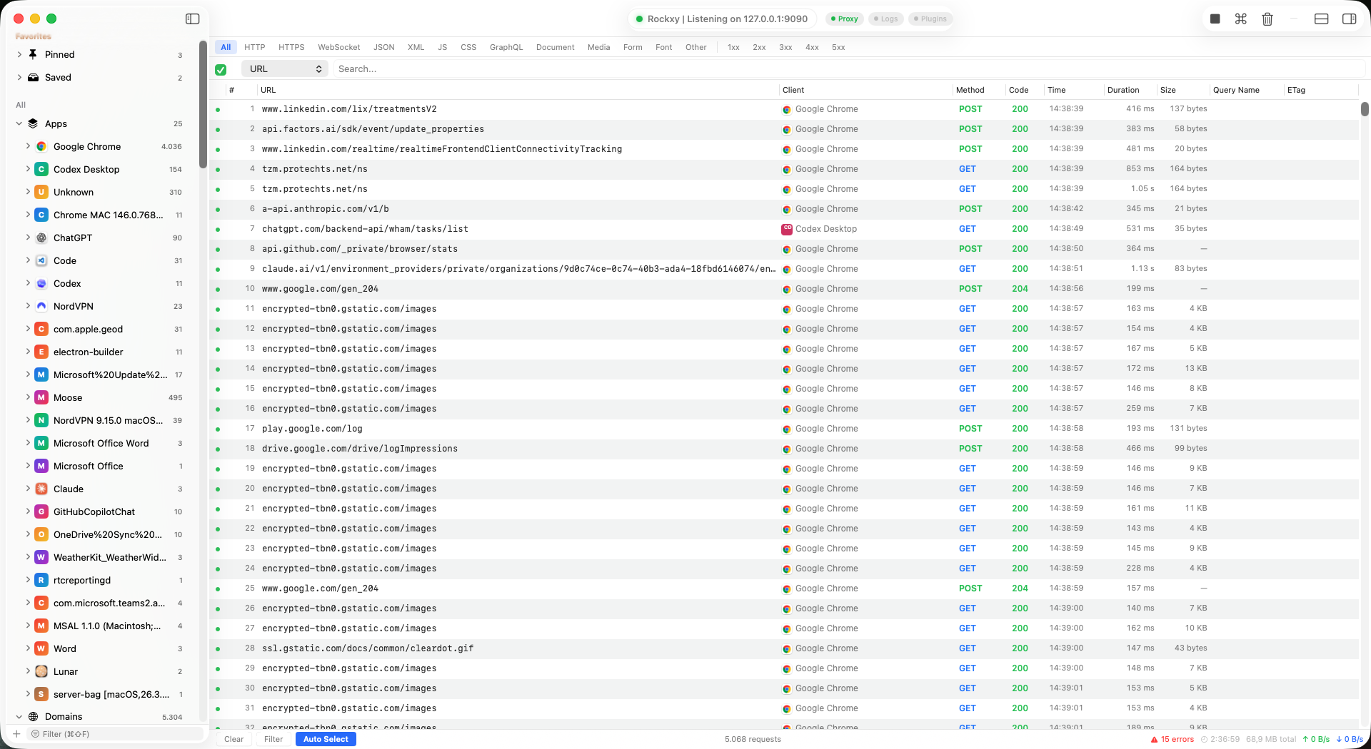 Rockxy Helles Theme — Netzwerkverkehrs-Inspektor
